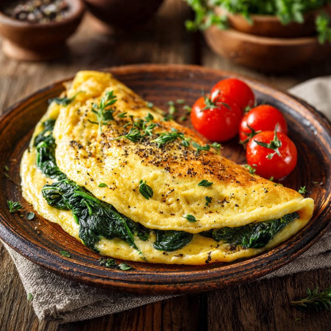 Omelette aux épinards